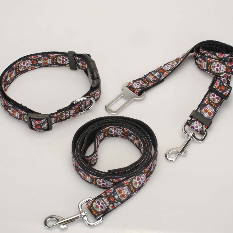 Multi-Colored Dog Seat Belt Tether/Collar/Leash