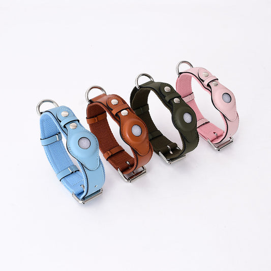 Exquisite Leather Collar with Airtag Pet Tracker Protective Cover